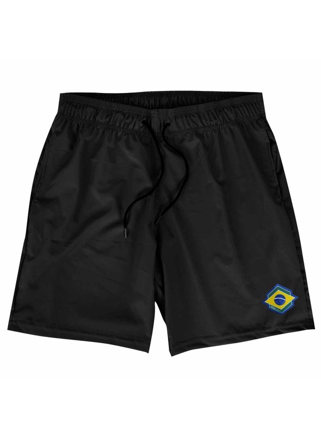Shorts Praia Masculino Brasil Elastano Premium Preto WSS Brasil