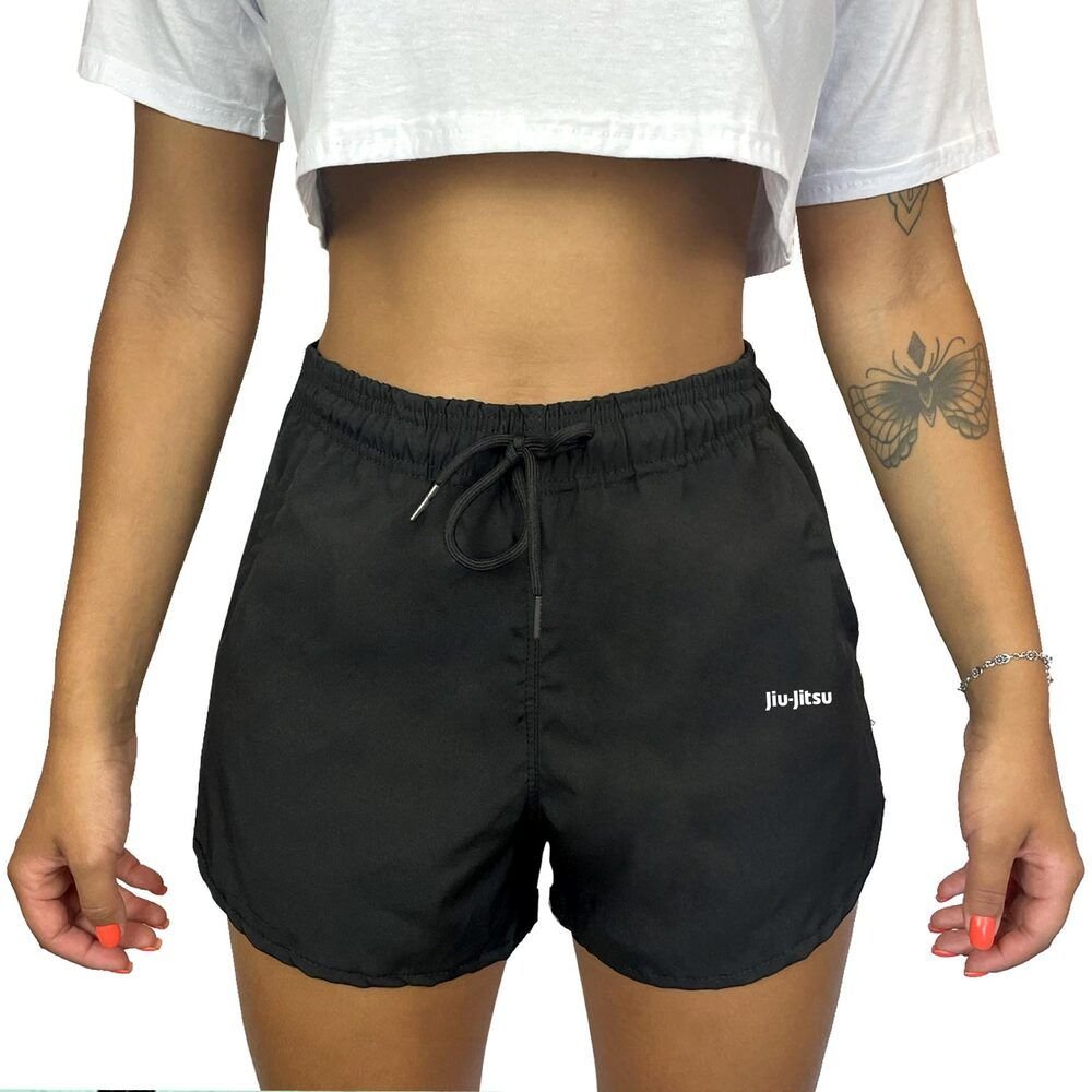 新品　charbon FOIL PRINT SHORT SEWATSHIRTS Shorts Feminino Elastano Premium Preto WSS Jiu Jitsu