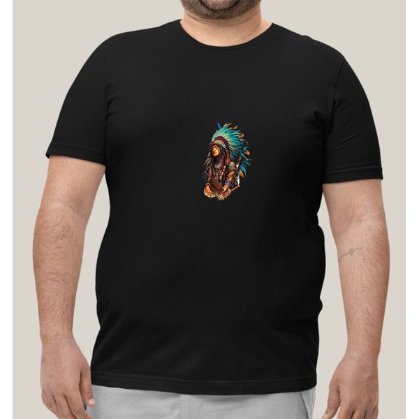 Camiseta Plus Size Masculina Preta Algodão Prime WSS Brasil Tribal