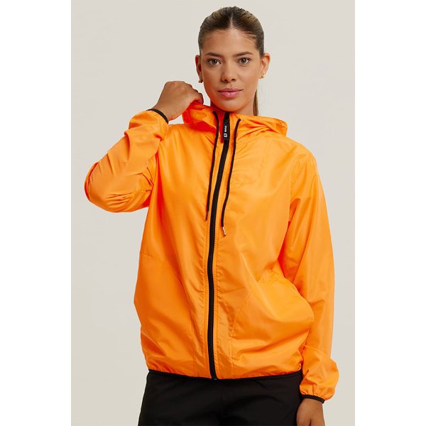 Jaqueta Corta Vento Feminino Laranja Neon WSS Brasil Basic