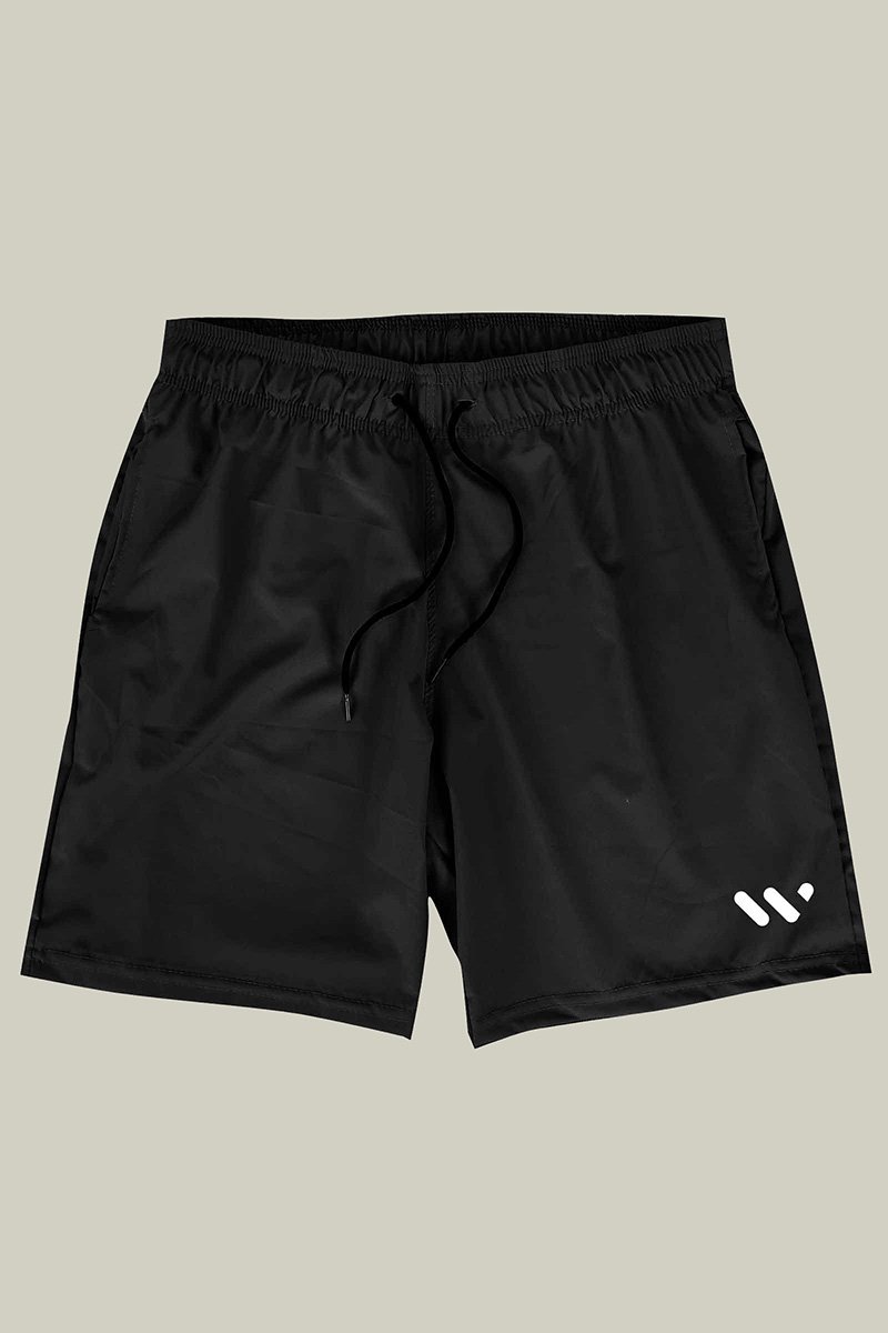 wake.sapporo × ES.1 Nylon Shorts BLACK Shorts Masculino Praia, Corrida e Academia em Elastano Premium