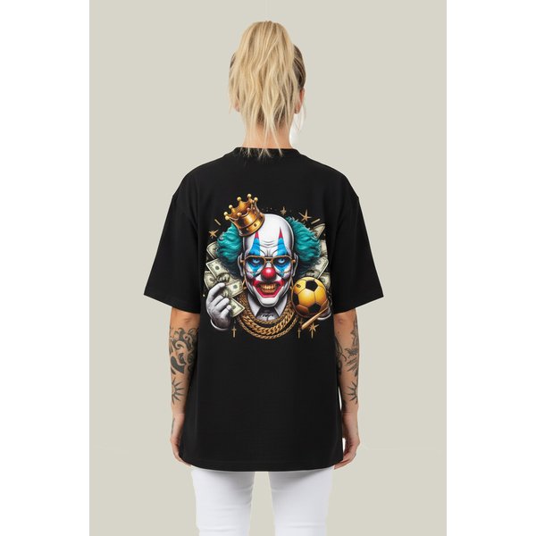 camiseta oversized feminina algodao prime wss cash clown preto2