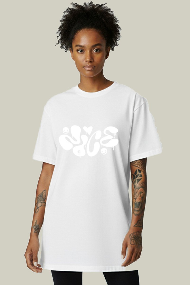 Camiseta Oversized Feminina Branca Algodão Prime | WSS Nice