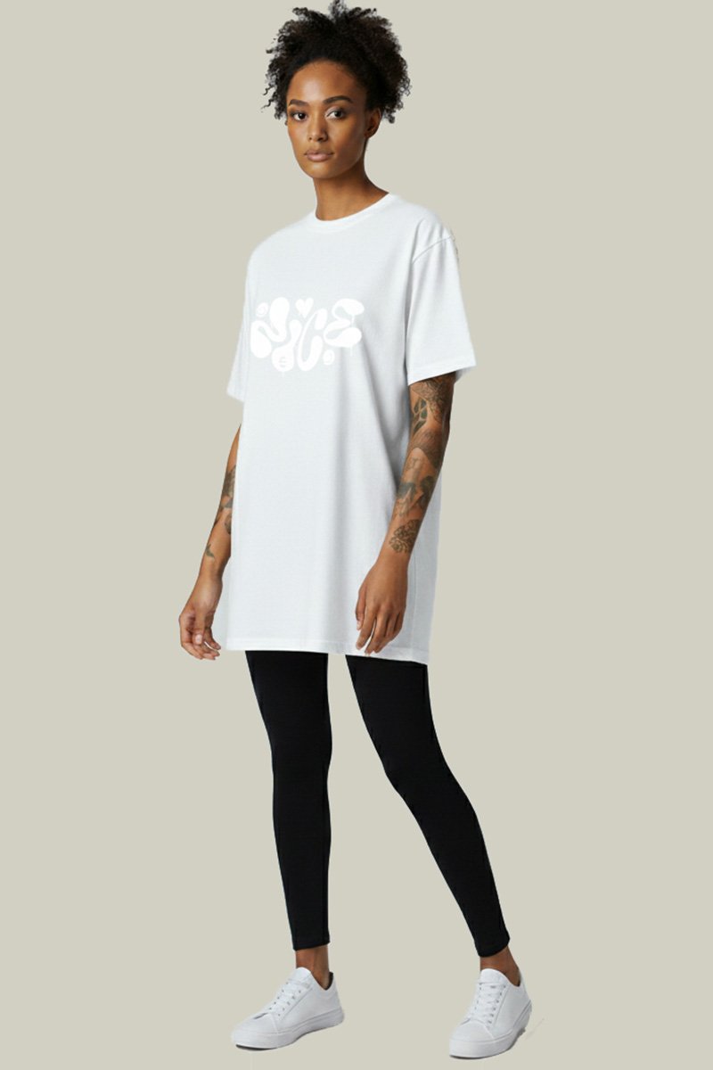 Camiseta Oversized Feminina Branca Algodão Prime | WSS Nice