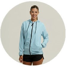 Detalhe do tecido da Jaqueta Corta Vento Azul Claro WSS repelente a &aacute;gua