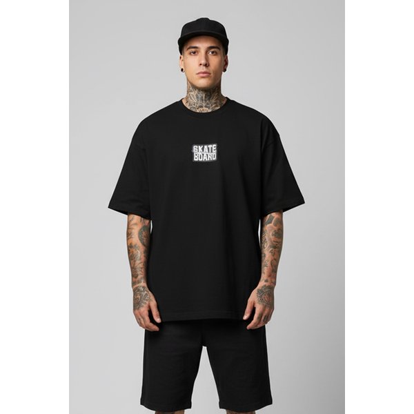 camiseta oversized masculina algodao prime wss skateboard preto
