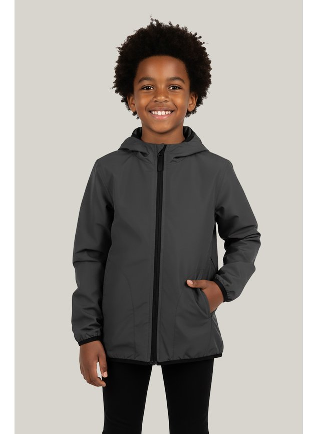 jaqueta corta vento infantil wss c capuz personalizada cinza