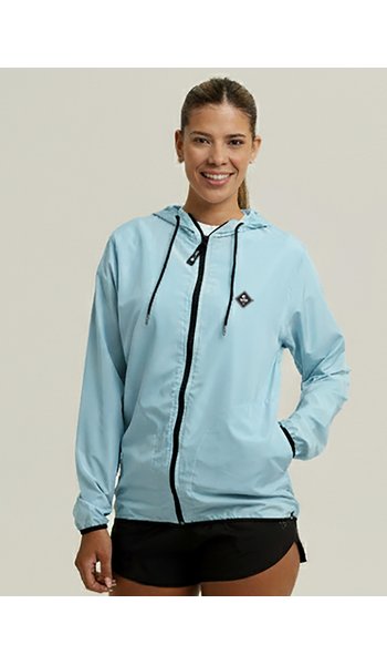 jaqueta corta vento feminino com capuz wss brasil diamond azul claro