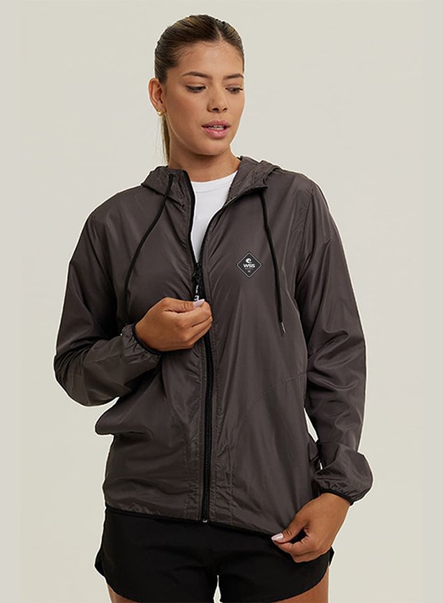 jaqueta corta vento feminino com capuz wss brasil diamond cinza2