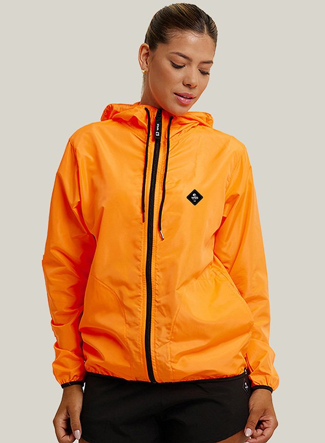 jaqueta corta vento feminino com capuz wss brasil diamond laranja2