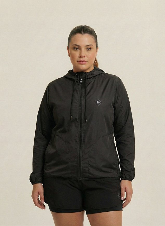 Corta Vento Plus Size Feminino Preto UV 50+ | WSS Brasil Diamante