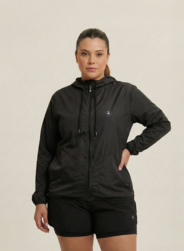 Corta Vento Plus Size Feminino Preto UV 50+ | WSS Brasil Diamante
