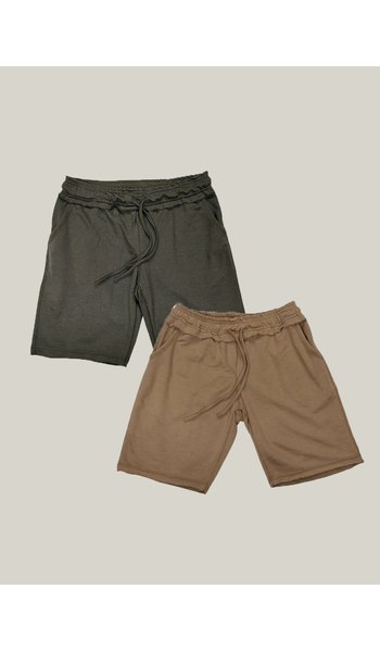 kit 2 bermuda masculina moletom wss basic mostarda e verde verde