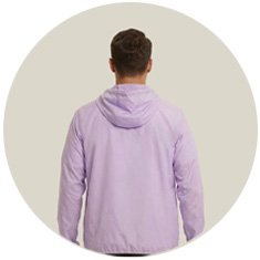 Detalhe Jaqueta Corta Vento Masculina Lilás - Tecido Tecnológico