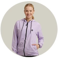 Corta Vento Feminino Lozenge Lilás Corta Vento Feminino Lilás WSS Brasil Modelo Lozenge - Vista Frontal Esportiva