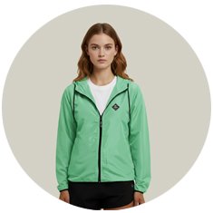 Corta Vento Feminino Verde Claro WSS Brasil Never Give Up! - Vista Frontal Atleta