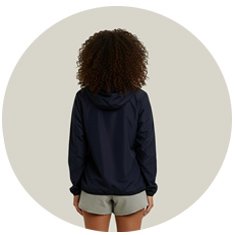 Jaqueta Corta Vento Imperme&aacute;vel Azul Marinho Feminina WSS Brasil - Detalhe Tecido