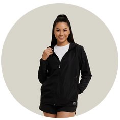 Corta Vento Feminino Preto WSS Brasil Modelo Lozenge - Vista Frontal Minimalista