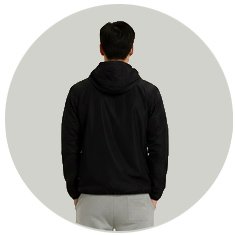 Jaqueta Corta Vento Masculina Preta WSS Brasil - Detalhes Construtivos