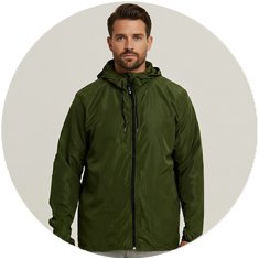 Corta Vento Masculino Never Give Up! Verde Militar Corta Vento Impermeável Masculino Verde Militar WSS Brasil Never Give Up! - Vista Frontal de Alta Performance