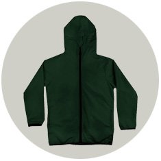 Corta Vento Infantil Verde Militar WSS Brasil - Detalhe Seguran&ccedil;a Sem Cord&atilde;o no Capuz